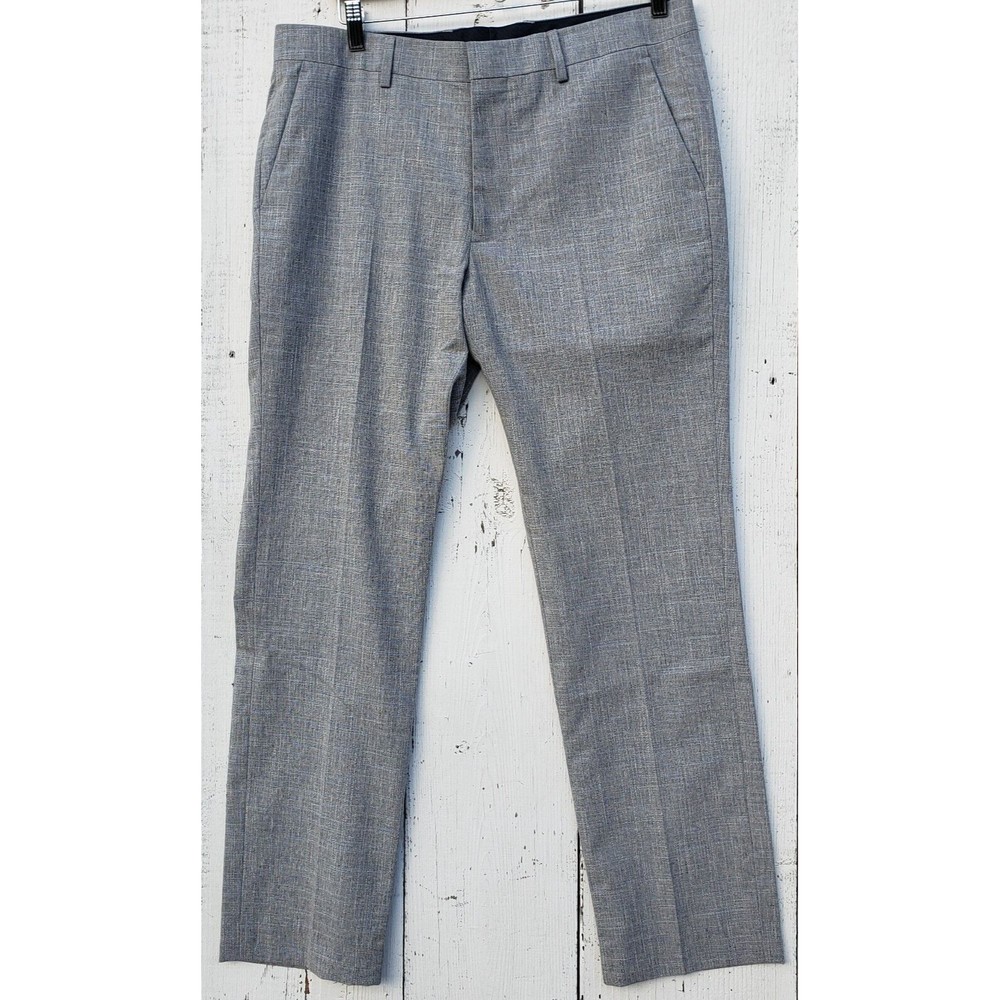 BONOBOS Tollegno 1900 3D Wool Cotton Linen Gray Texture Pants 38/30 Athletic Fit - Picture 5 of 9
